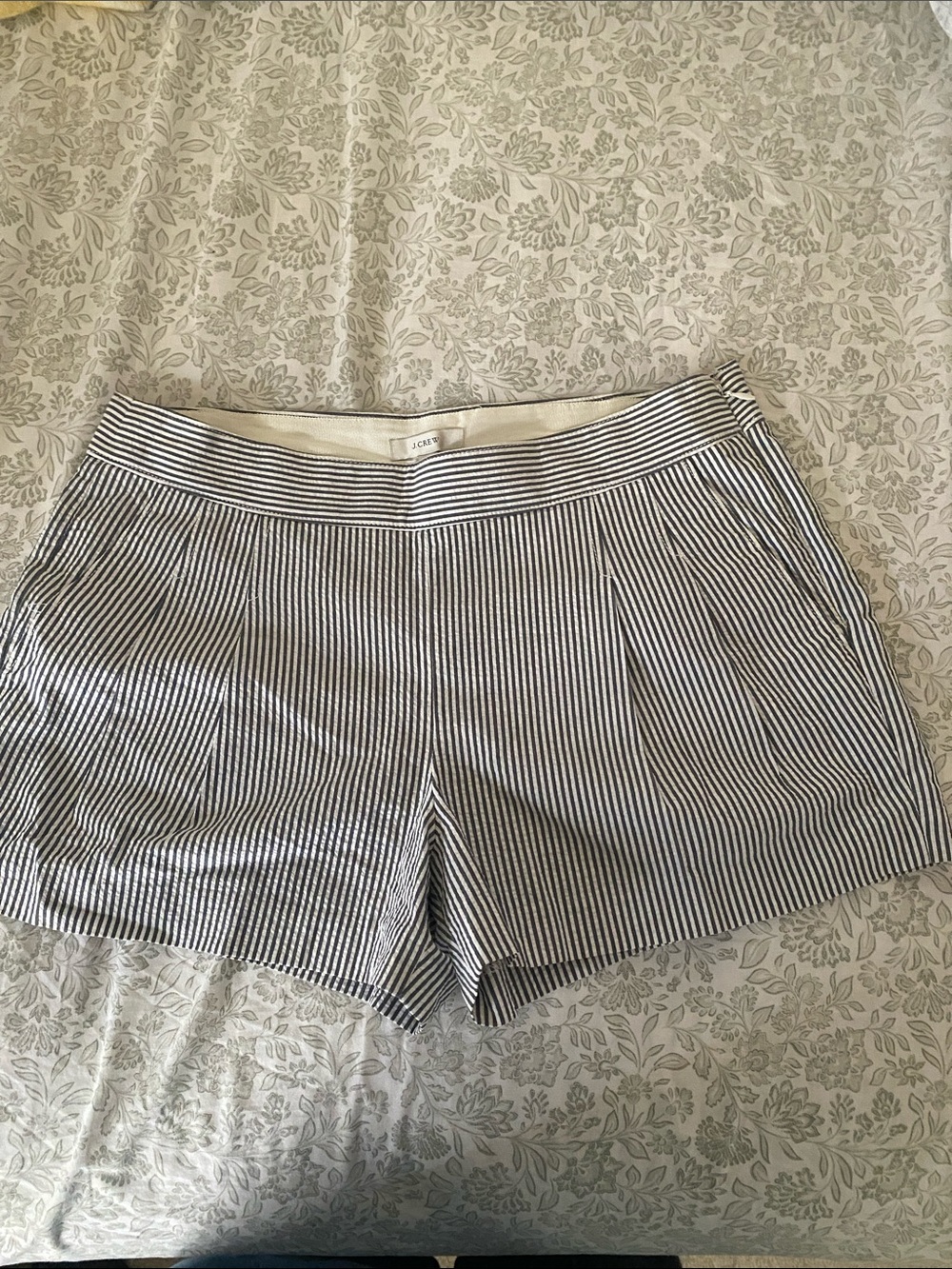 J. Crew Gray and White Pinstripe Bermuda Shorts